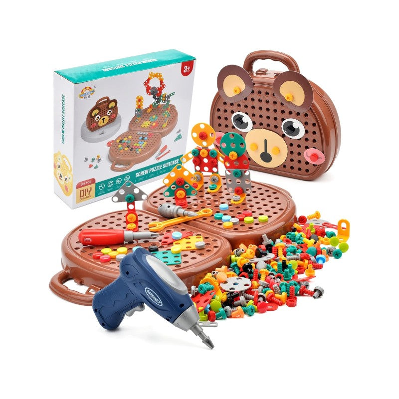 Children's Montessori Tool Suitcase - Screw Puzzle Building Set