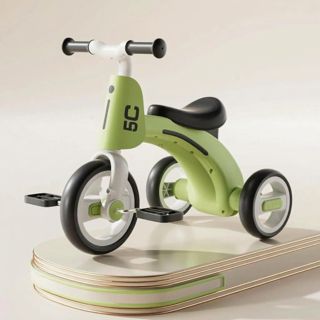 Multifunktionel trehjulet cykel til børn med skubbestang