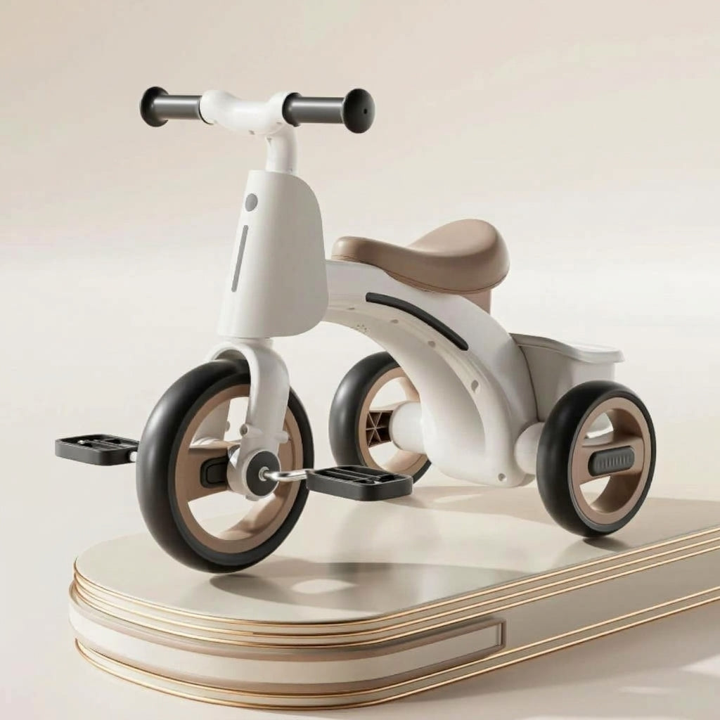 Multifunktionel trehjulet cykel til børn med skubbestang