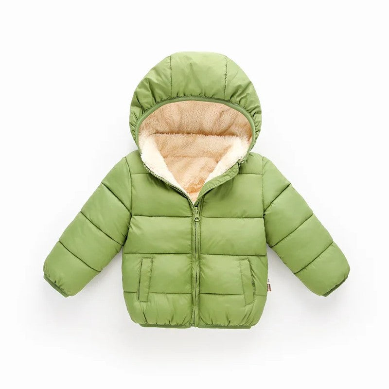 Children's Padded Winter Coat with Hood - Navy Blue