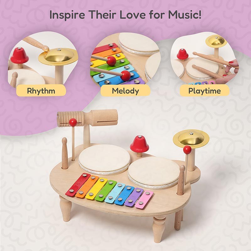 Children's Percussion Music Set - Montessori-Inspired with Xylophone