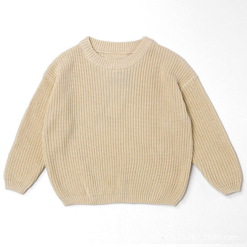 Children's Personalized Hand-Embroidered Sweater - Round Neck Long Sleeve