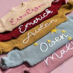 Children's Personalized Hand-Embroidered Sweater - Round Neck Long Sleeve