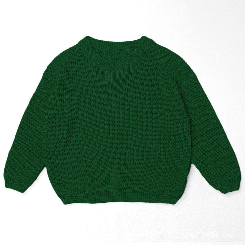 Children's Personalized Hand-Embroidered Sweater - Round Neck Long Sleeve
