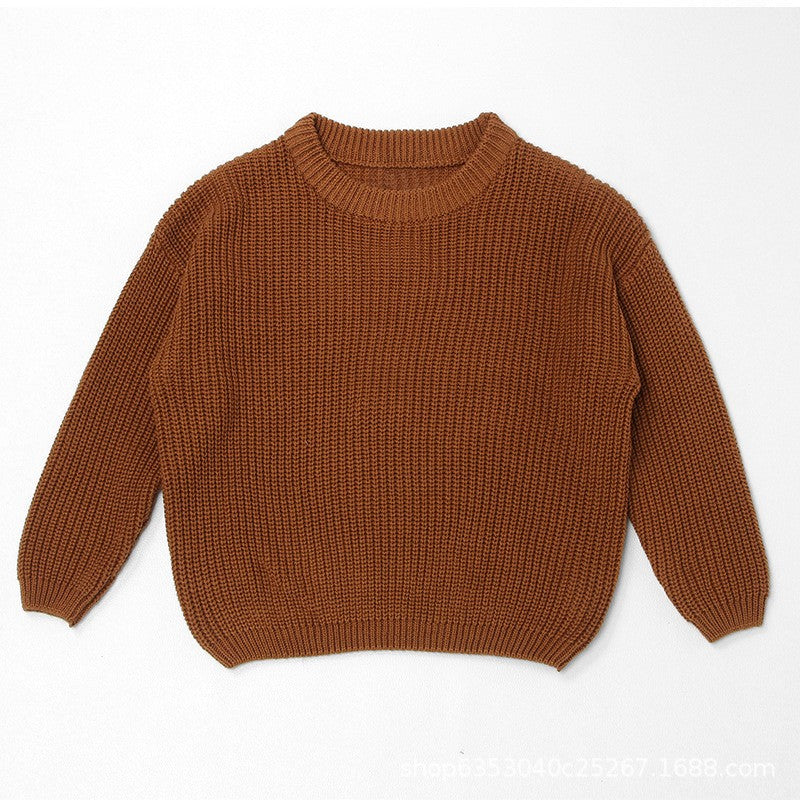 Children's Personalized Hand-Embroidered Sweater - Round Neck Long Sleeve