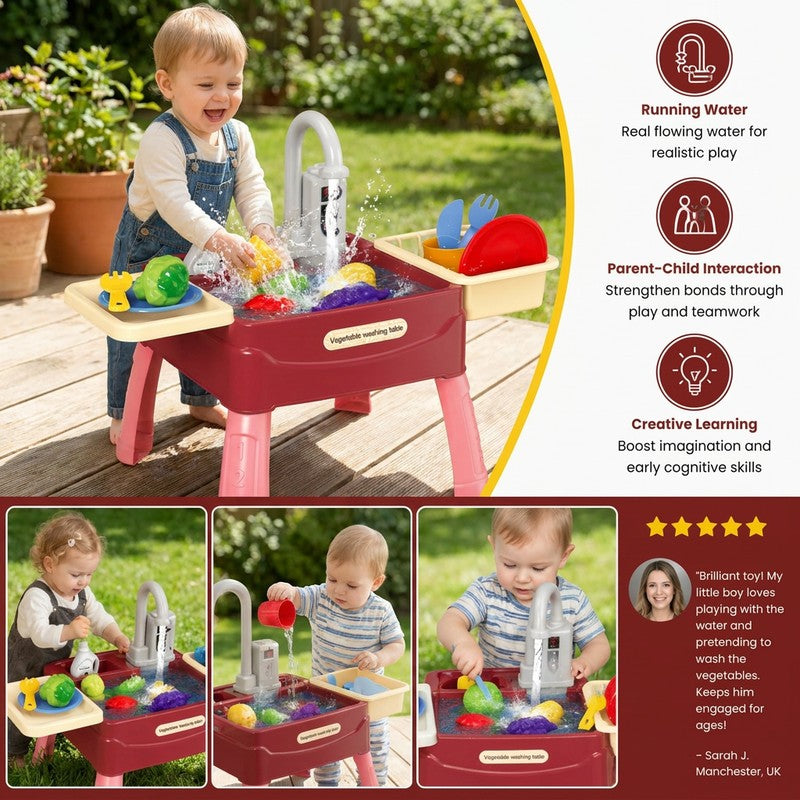 Children's Play Kitchen Water Activity Table with Working Tap