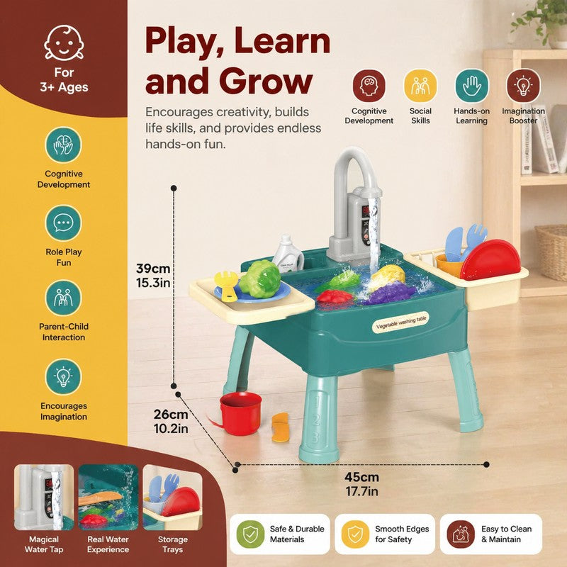 Children's Play Kitchen Water Activity Table with Working Tap