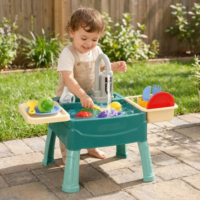 Children's Play Kitchen Water Activity Table with Working Tap