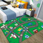 Children's Play Mat - City Map with Cartoon Vehicles