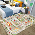 Children's Play Mat - City Map with Cartoon Vehicles