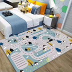 Children's Play Mat - City Map with Cartoon Vehicles
