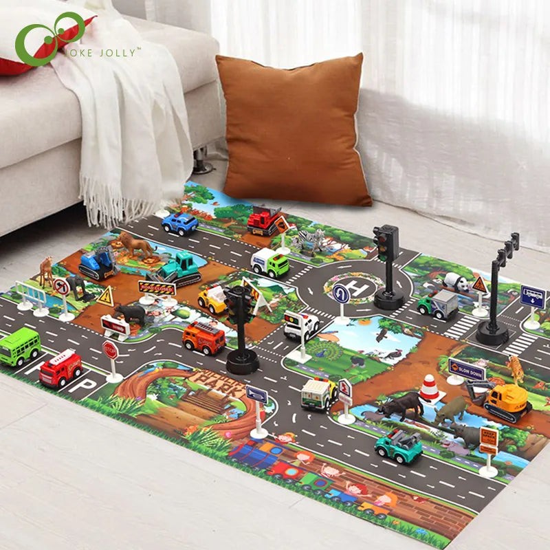 Children's Play Mat - Road Network with Helipad