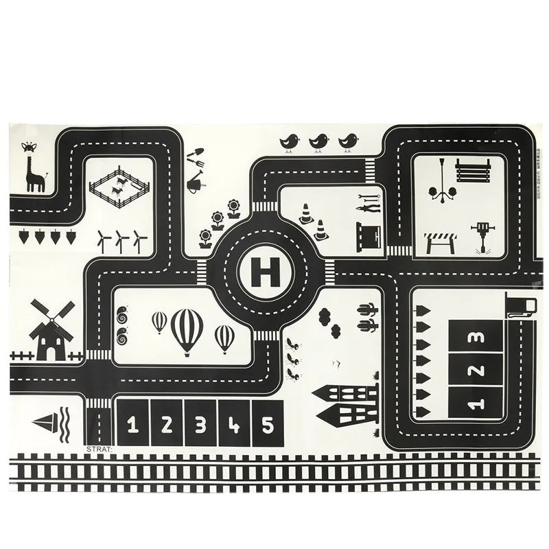Children's Play Mat - Road Network with Helipad