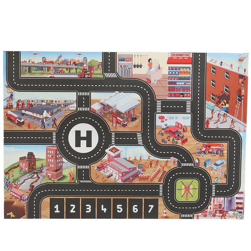 Children's Play Mat - Road Network with Helipad
