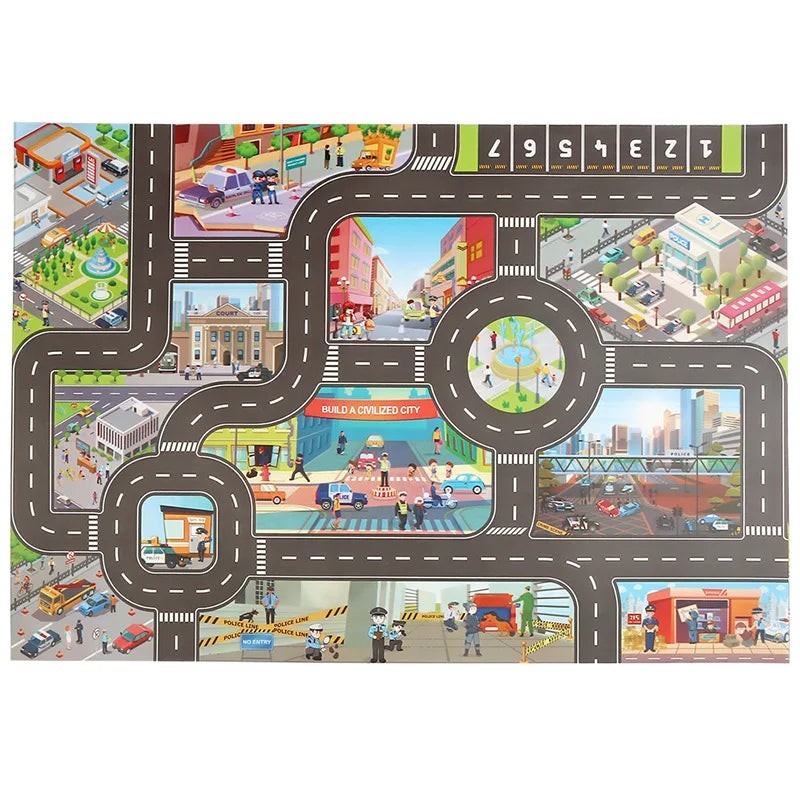 Children's Play Mat - Road Network with Helipad