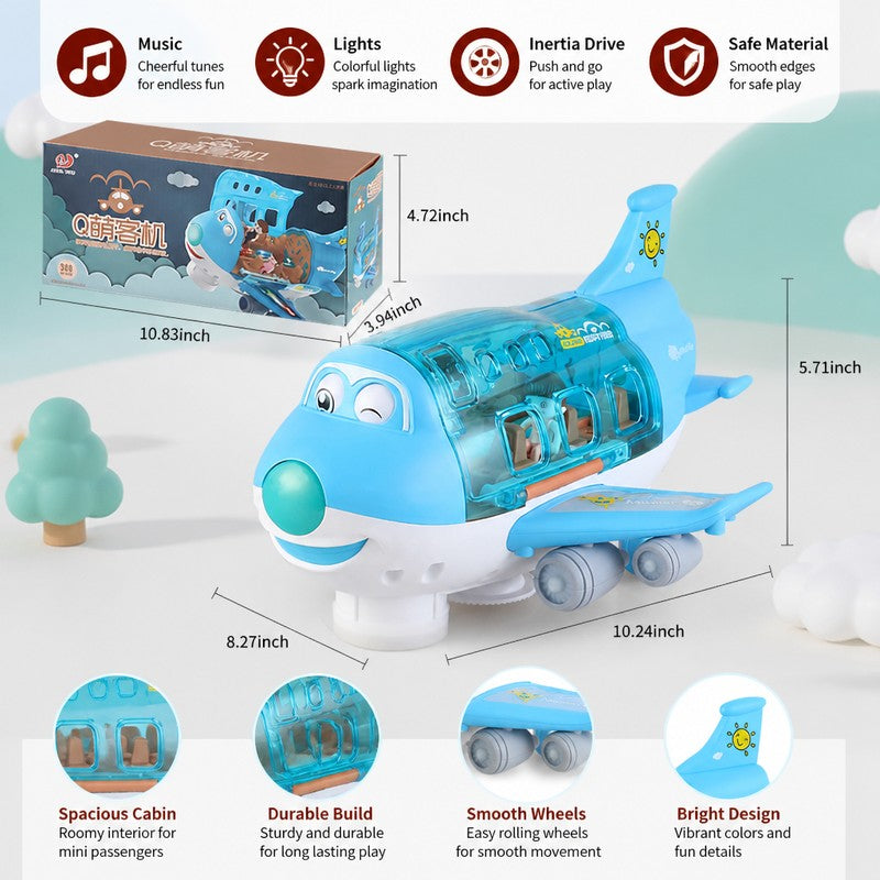 Children's Push-and-Go Toy Airplane - Flashing Lights and Music