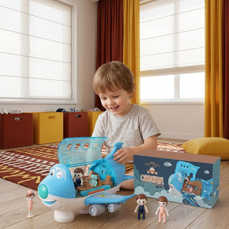 Children's Push-and-Go Toy Airplane - Flashing Lights and Music