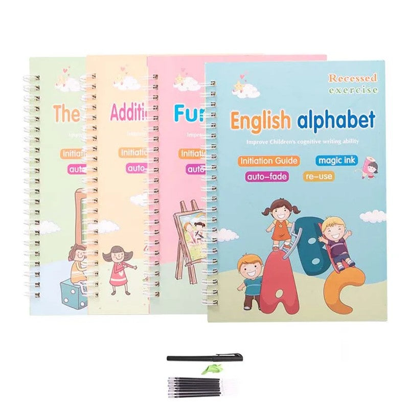 Children's Reusable Calligraphy Practice Set - Magic Ink Tracing Copybooks