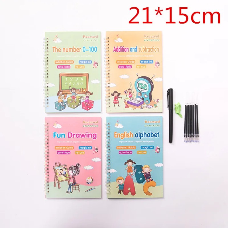 Children's Reusable Calligraphy Practice Set - Magic Ink Tracing Copybooks