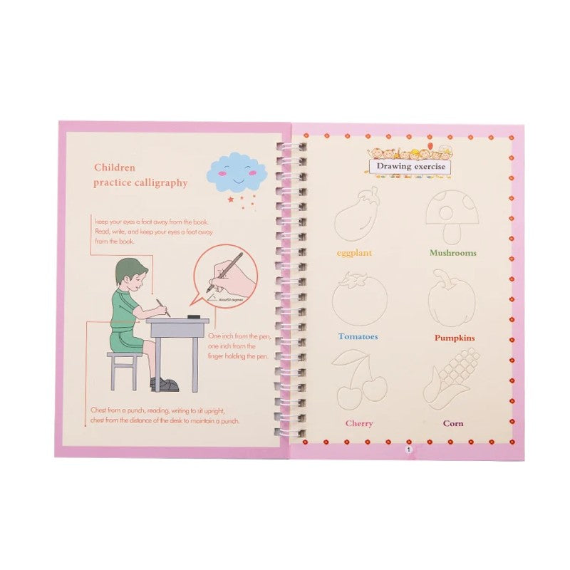 Children's Reusable Calligraphy Practice Set - Magic Ink Tracing Copybooks