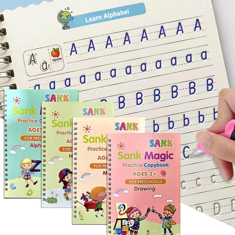 Children's Reusable Magic Practice Copybook Set - Alphabet Numbers Math Drawing