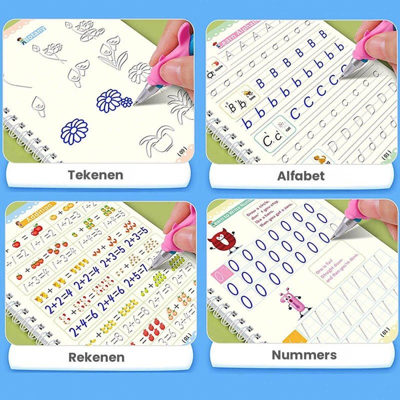 Children's Reusable Magic Practice Copybook Set - Alphabet Numbers Math Drawing