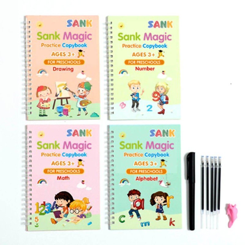 Children's Reusable Magic Practice Copybook Set - Alphabet Numbers Math Drawing