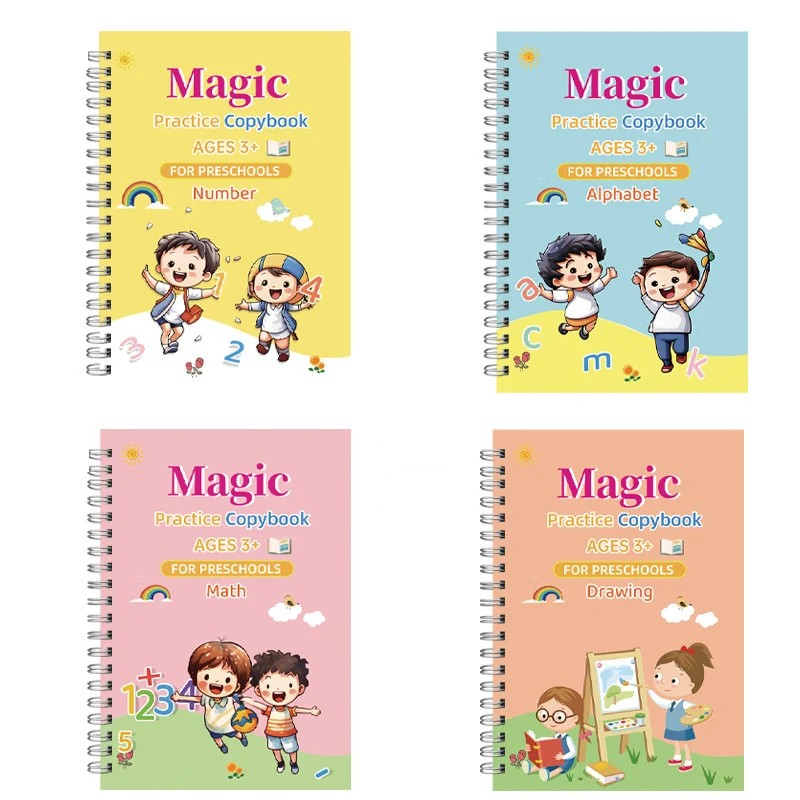 Children's Reusable Magic Practice Copybook Set - Tracing Guides
