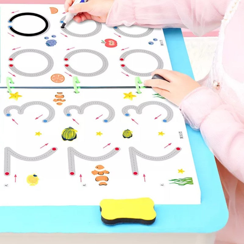 Children's Reusable Writing Practice Set - Line Tracing and Drawing
