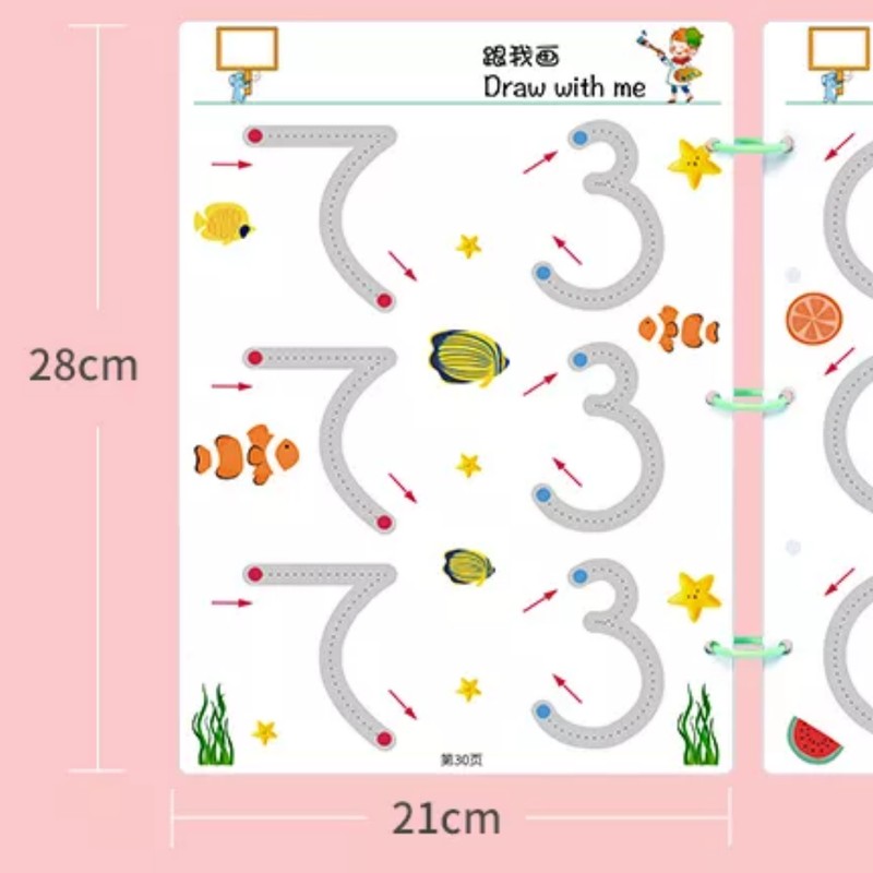 Children's Reusable Writing Practice Set - Line Tracing and Drawing