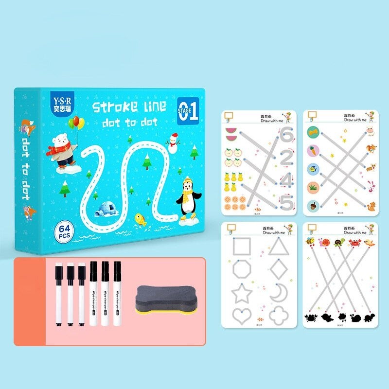 Children's Reusable Writing Practice Set - Line Tracing and Drawing