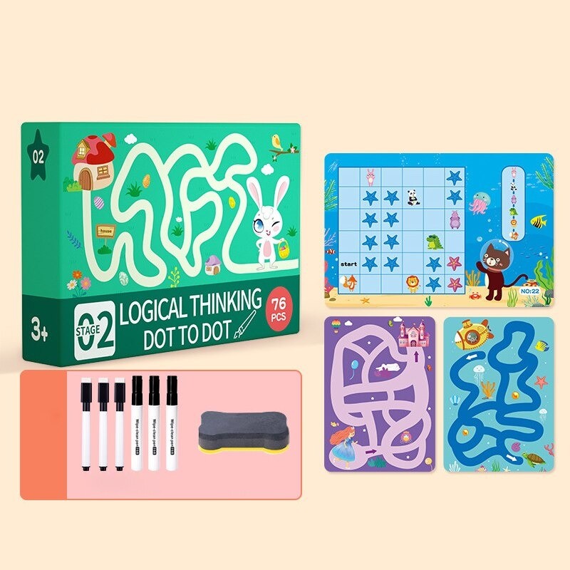 Children's Reusable Writing Practice Set - Line Tracing and Drawing