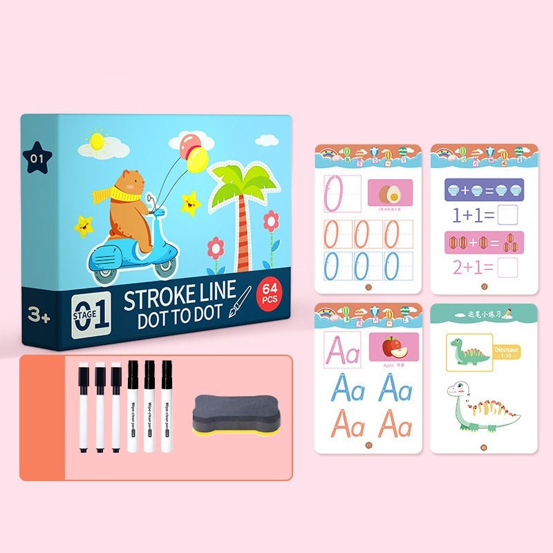 Children's Reusable Writing Practice Set - Line Tracing and Drawing