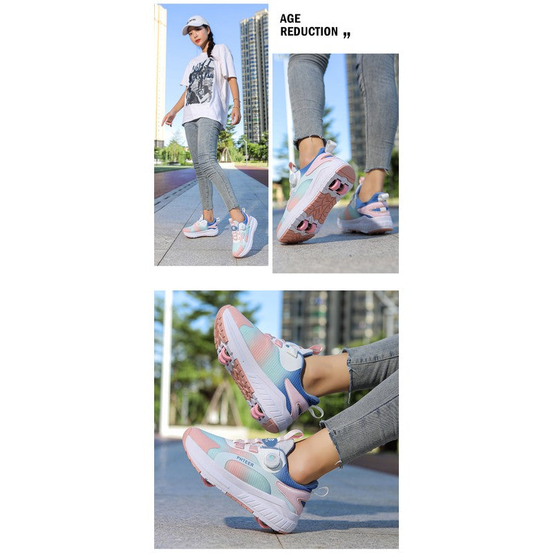 Children's Roller Skate Sneakers - Double Row Wheels