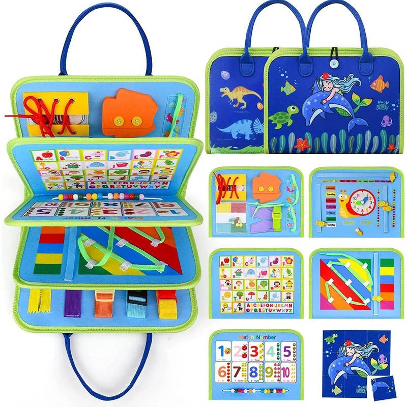Children's Sensory Busy Board Set - Foldable Activity Panels