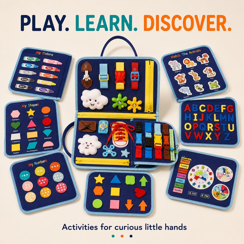 Children’s Sensory Busy Board Set - Foldable Activity Panels