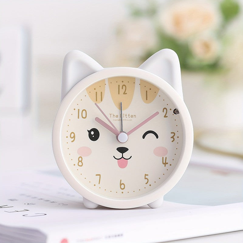 Children's Silent Alarm Clock with Night Light - Animal Face