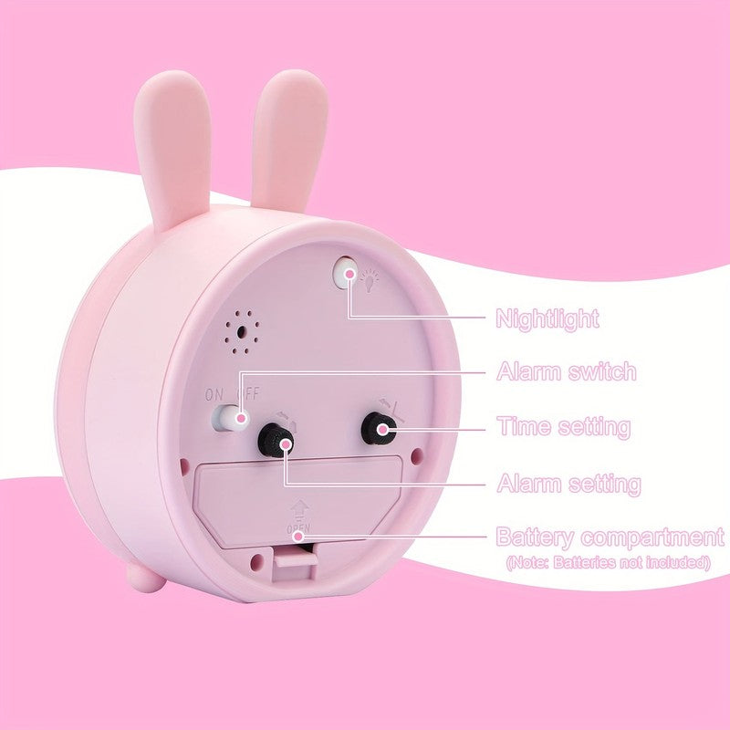 Children's Silent Alarm Clock with Night Light - Animal Face