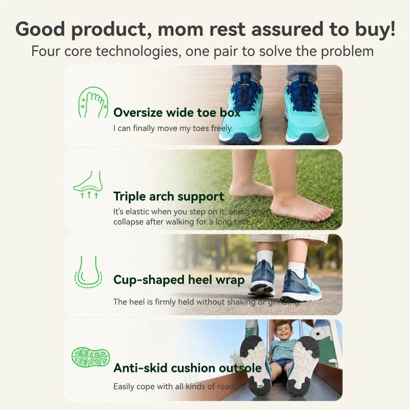 Children's Sports Sneakers - -Up Wide Toe Box