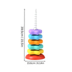 Children's Stacking and Spinning Tower Toy - Colorful Rings on Helical Spindle