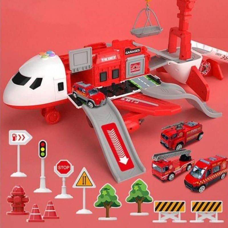 Children's Toy Airplane Playset with Vehicles and Accessories - Interactive Play Area