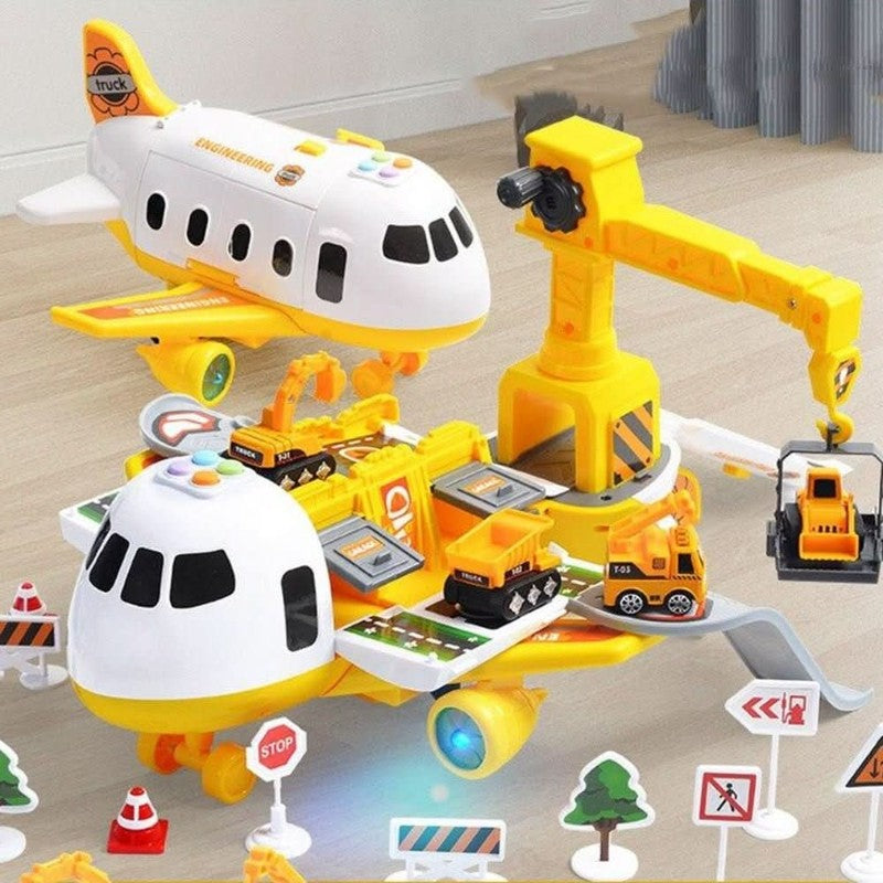 Children's Toy Airplane Playset with Vehicles and Accessories - Interactive Play Area