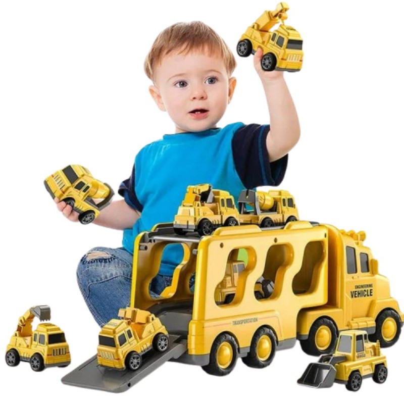 Children's Toy Transport Truck Playset with Light and Sound