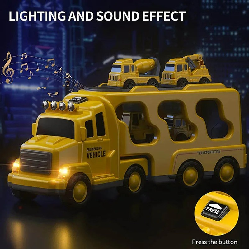 Children's Toy Transport Truck Playset with Light and Sound