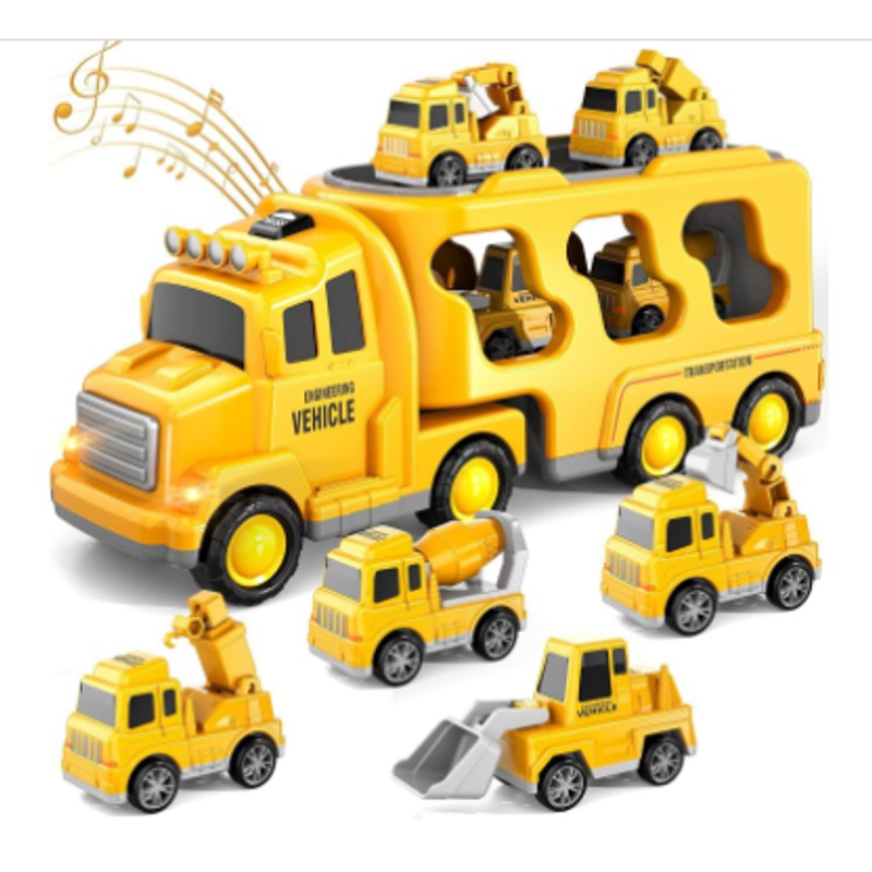 Children's Toy Transport Truck Playset with Light and Sound