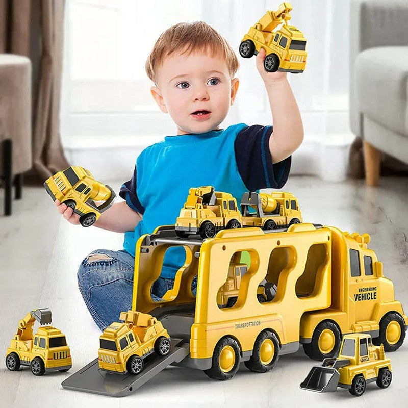 Children's Toy Transport Truck Playset with Light and Sound