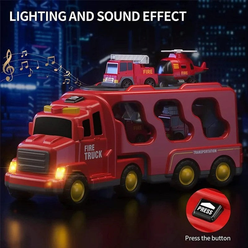 Children's Toy Transport Truck Playset with Light and Sound