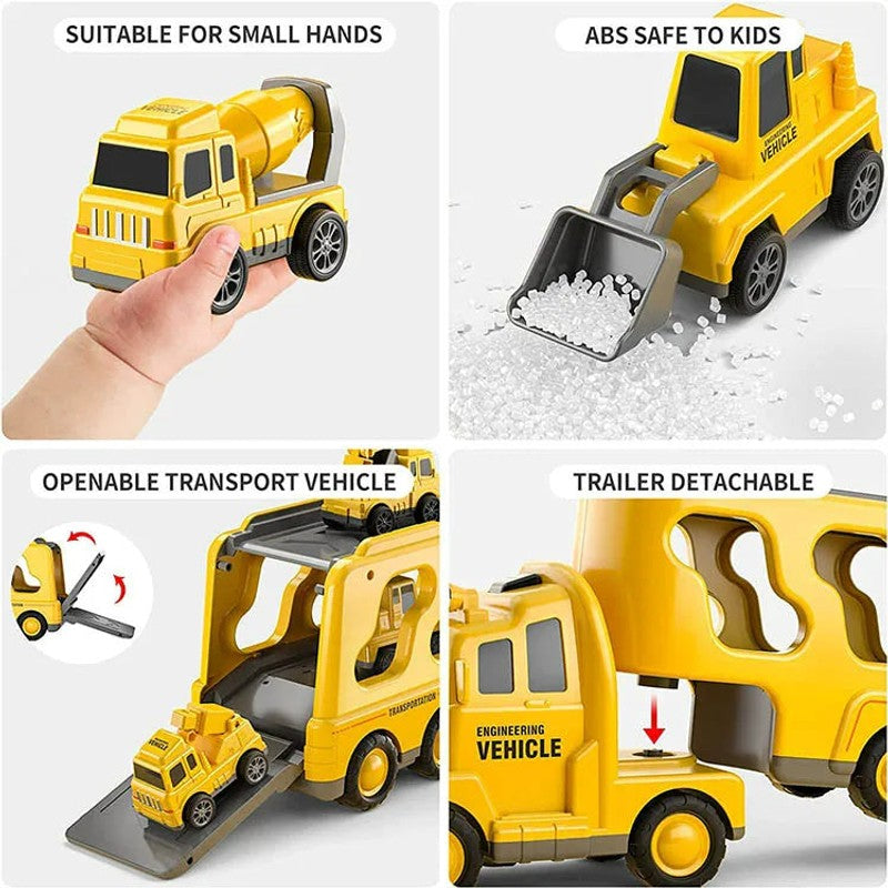 Children's Toy Transport Truck Playset with Light and Sound