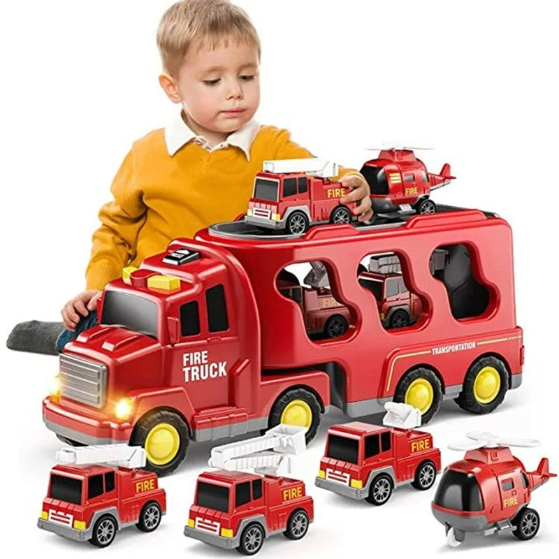 Children's Toy Transport Truck Playset with Light and Sound