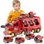 Children's Toy Transport Truck Playset with Light and Sound